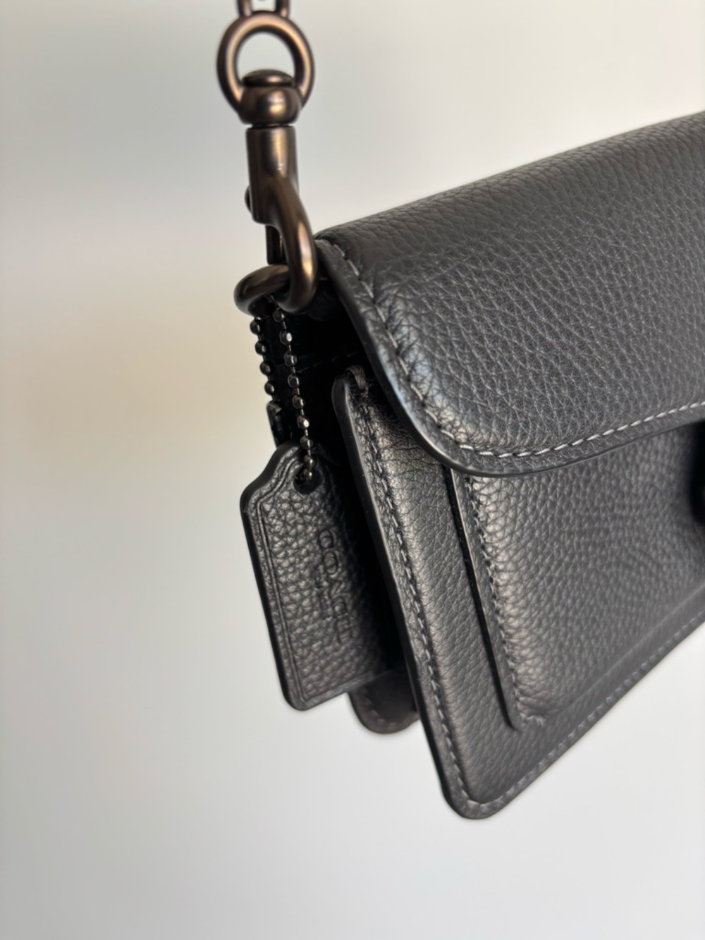 Coach Tabby Chain All-Black Leather Crossbody Bag - Picture 4 of 12